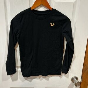 True Religion Kids Black Long Sleeve Tee with Gold Logo